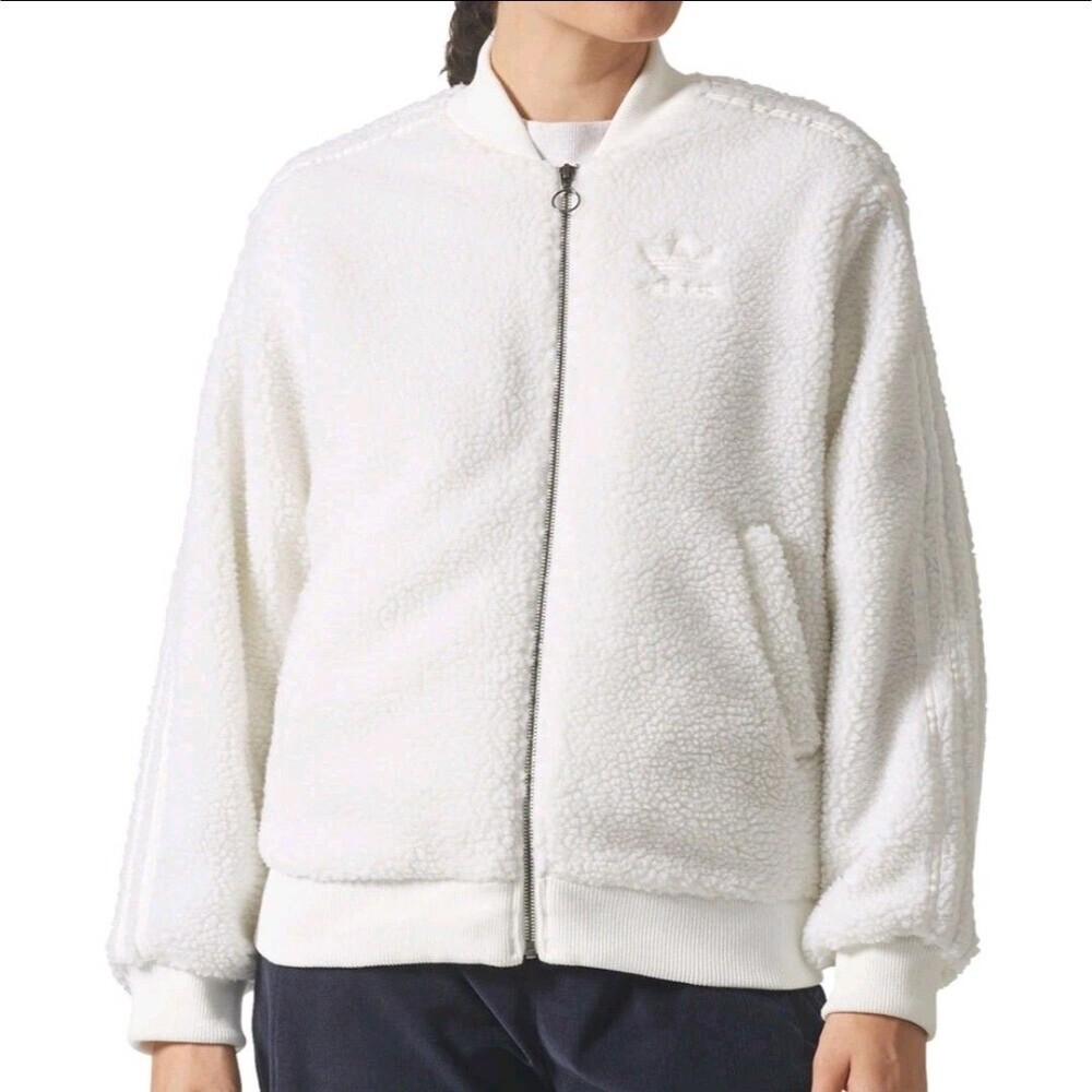 Adidas Originals Superstar Women's Sherpa Fleece Track jacket Large White BR5191